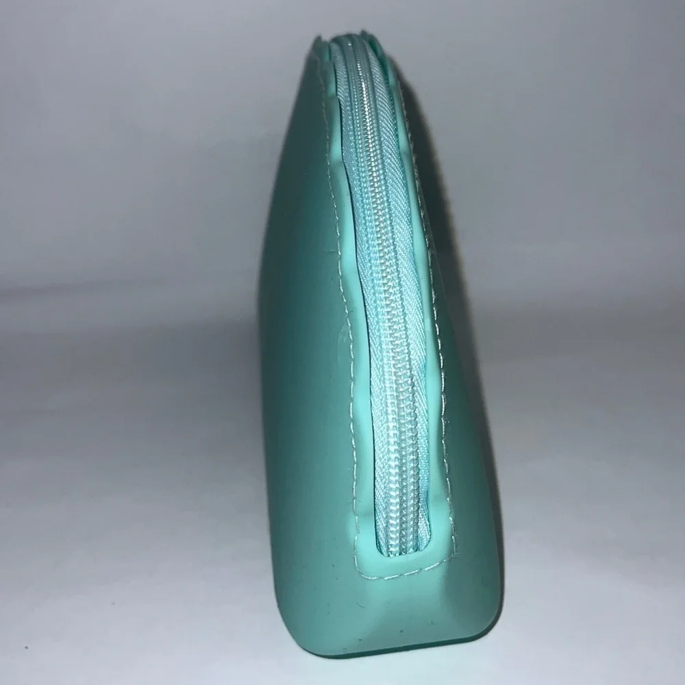Darphin Large Light Green Zip Silicone Pouch Clutch